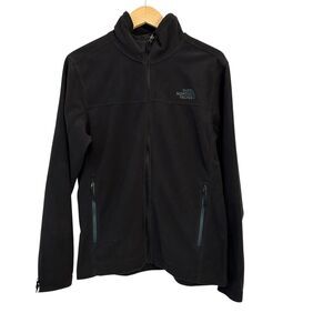 The North Face Men's Black and Green Full Zip Fleece Jacket Size S